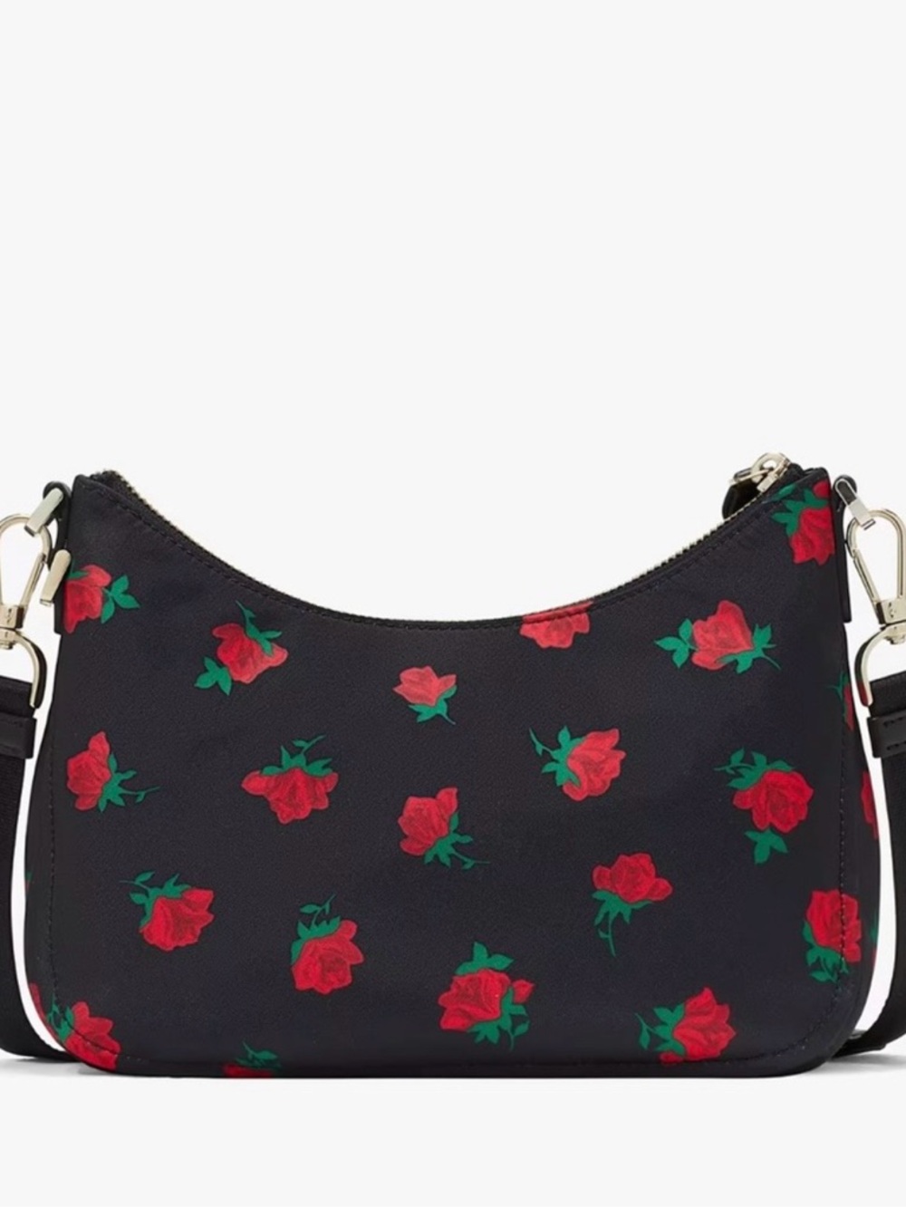kate spade Black Floral Nylon Shoulder Bag with Coin Pouch - Picture 2 of 4
